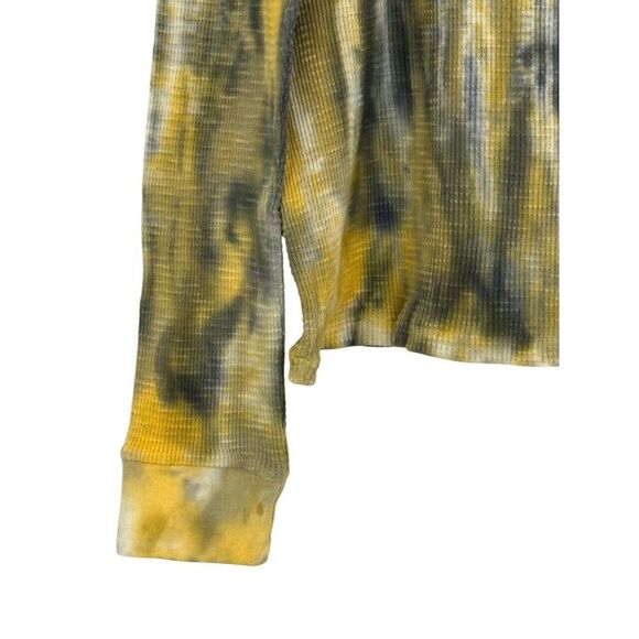RE/DONE Long Sleeve Thermal Top Tie Dye Yellow Gray Size L Boho Hippie Festival - Picture 2 of 8